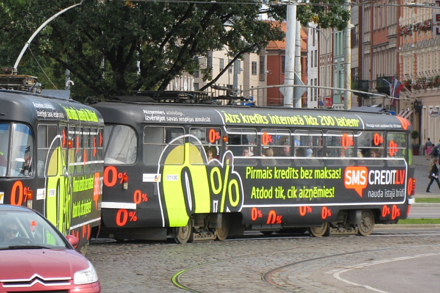 Tram advertising payday loans in Riga