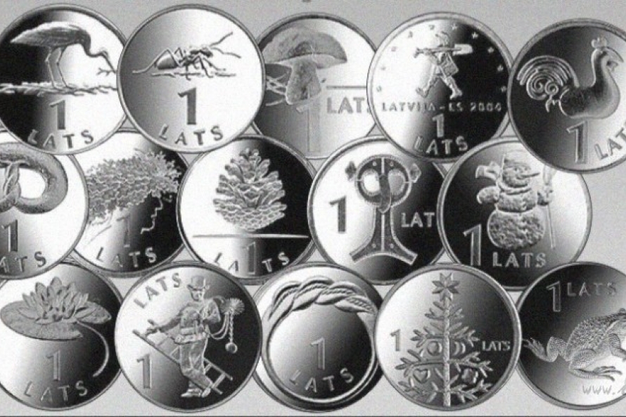 Latvian 1-lat coins