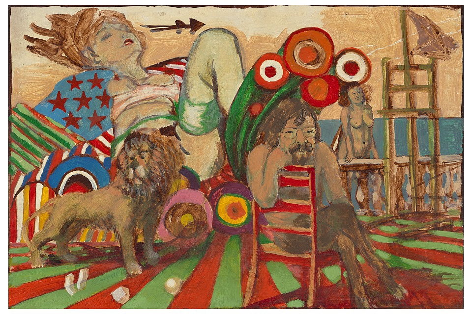 Владимир Глушенков, без навания («Лев и женщины», примерно 1976 год, картон, ткань, темпера, масло.