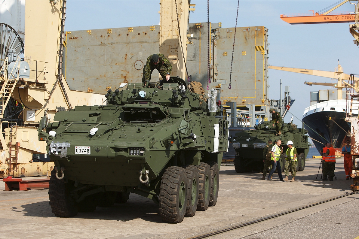 Canadian armored vehicle arrives at port of Riga