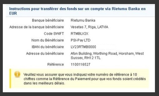 Rietumu bank account used to send money to Donetsk