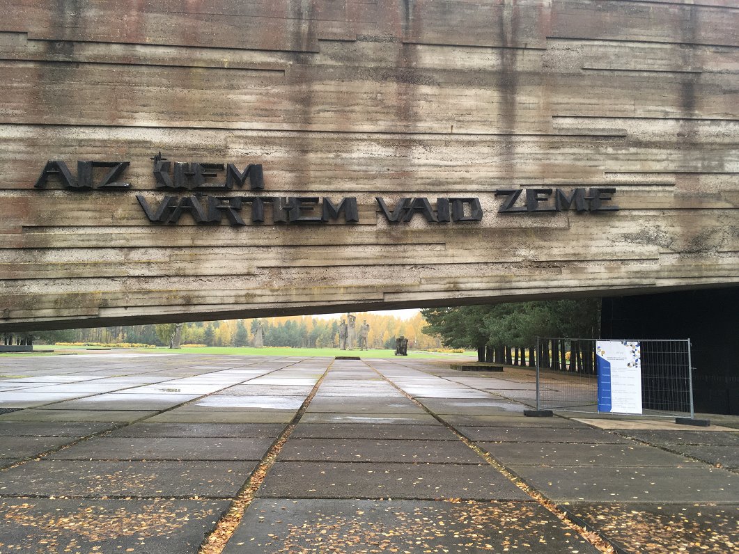 Salaspils concentration camp memorial: &quot;The earth moans beyond these gates.&quot;