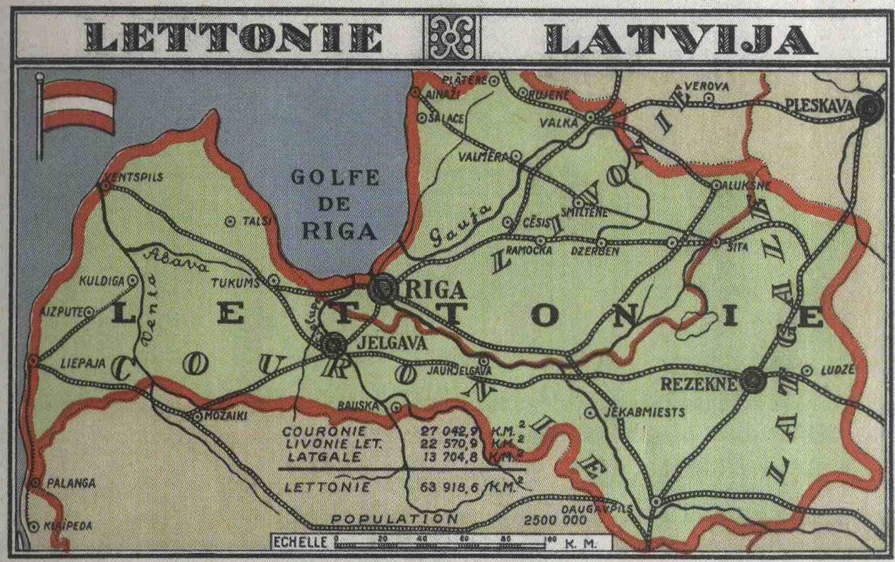 The first political map of Latvia, 1918