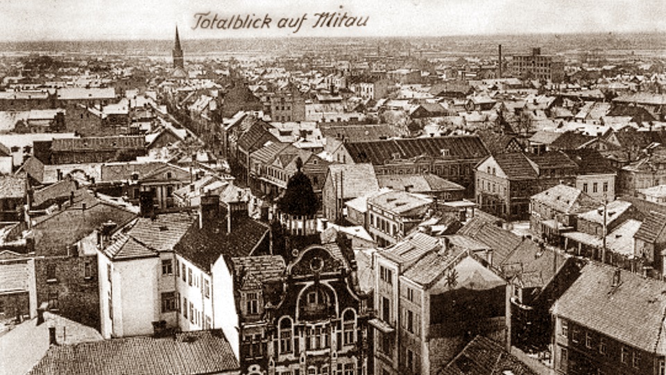 Панорама Елгавы (Митау, Митавы) незадолго до начала Первой мировой войны.