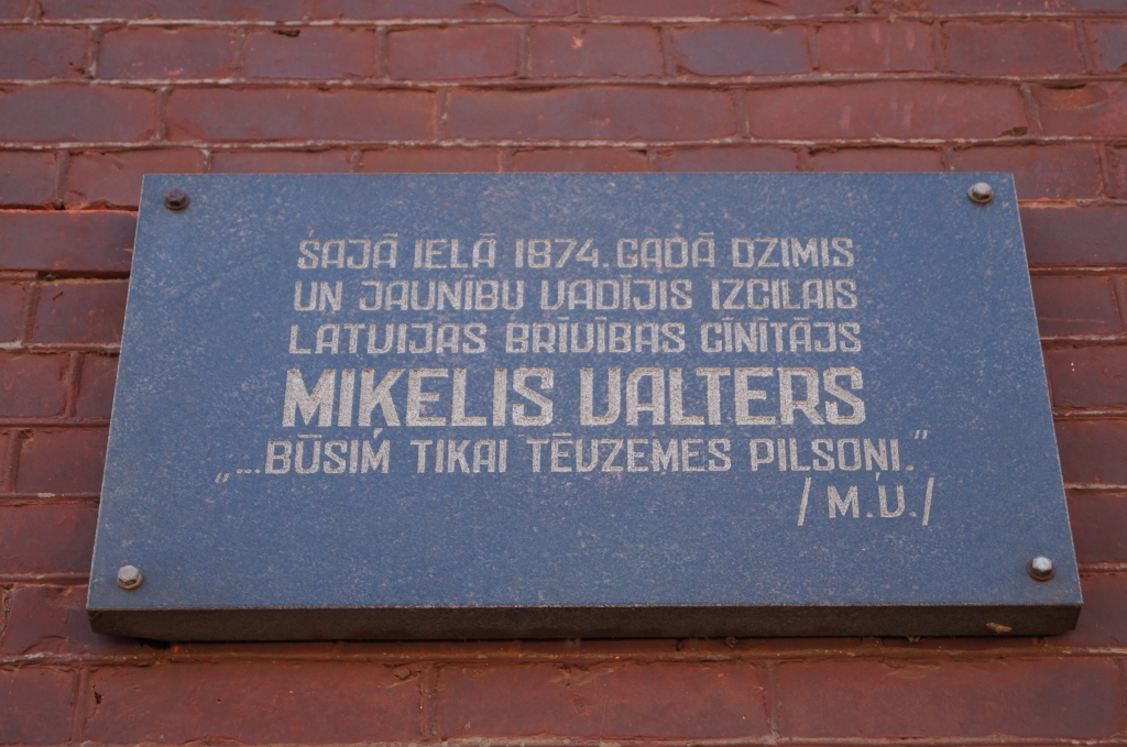 Plaque in Liepāja at the house where Valters was born