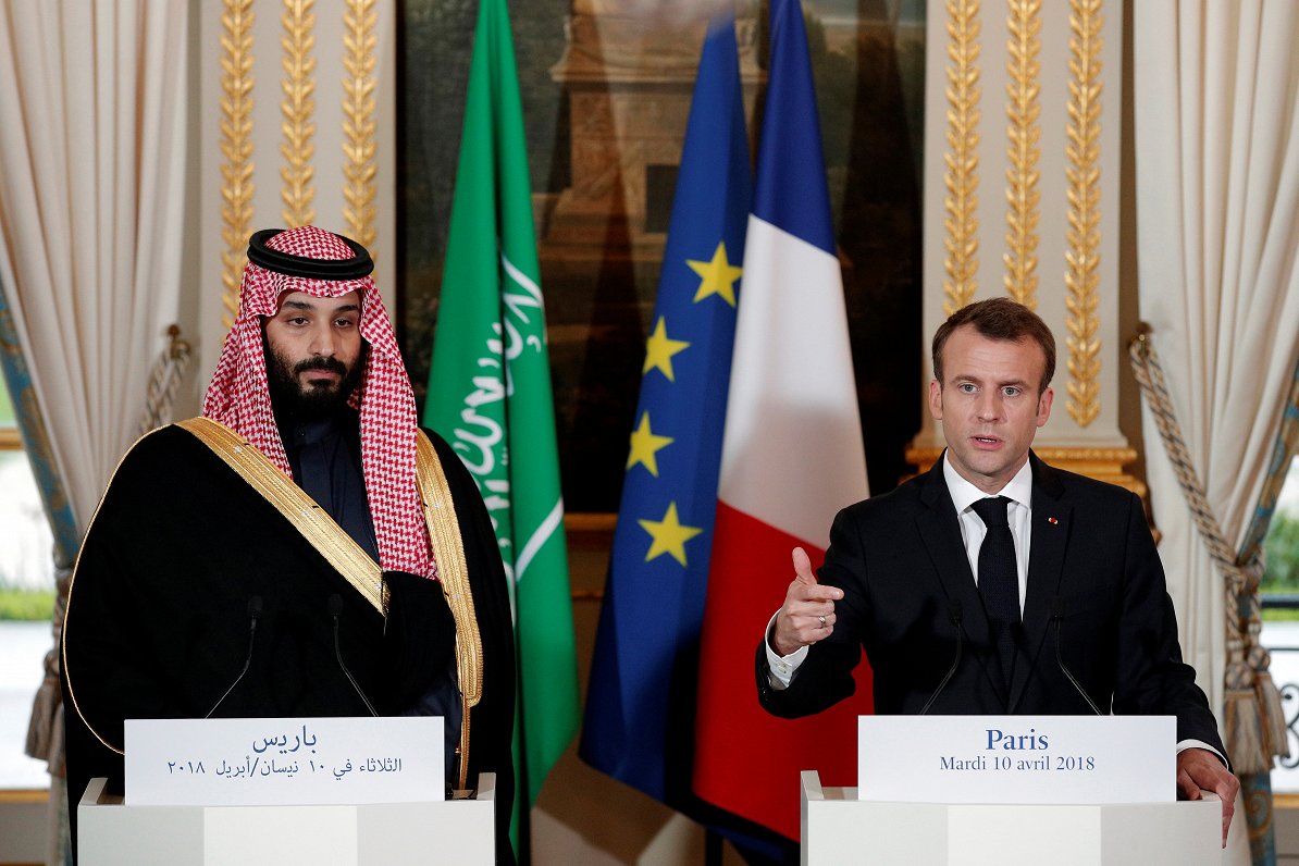 Saūda Arābijas kroņprincis Muhameds bin Salmans un Francijas prezidents Emanuels Makrons