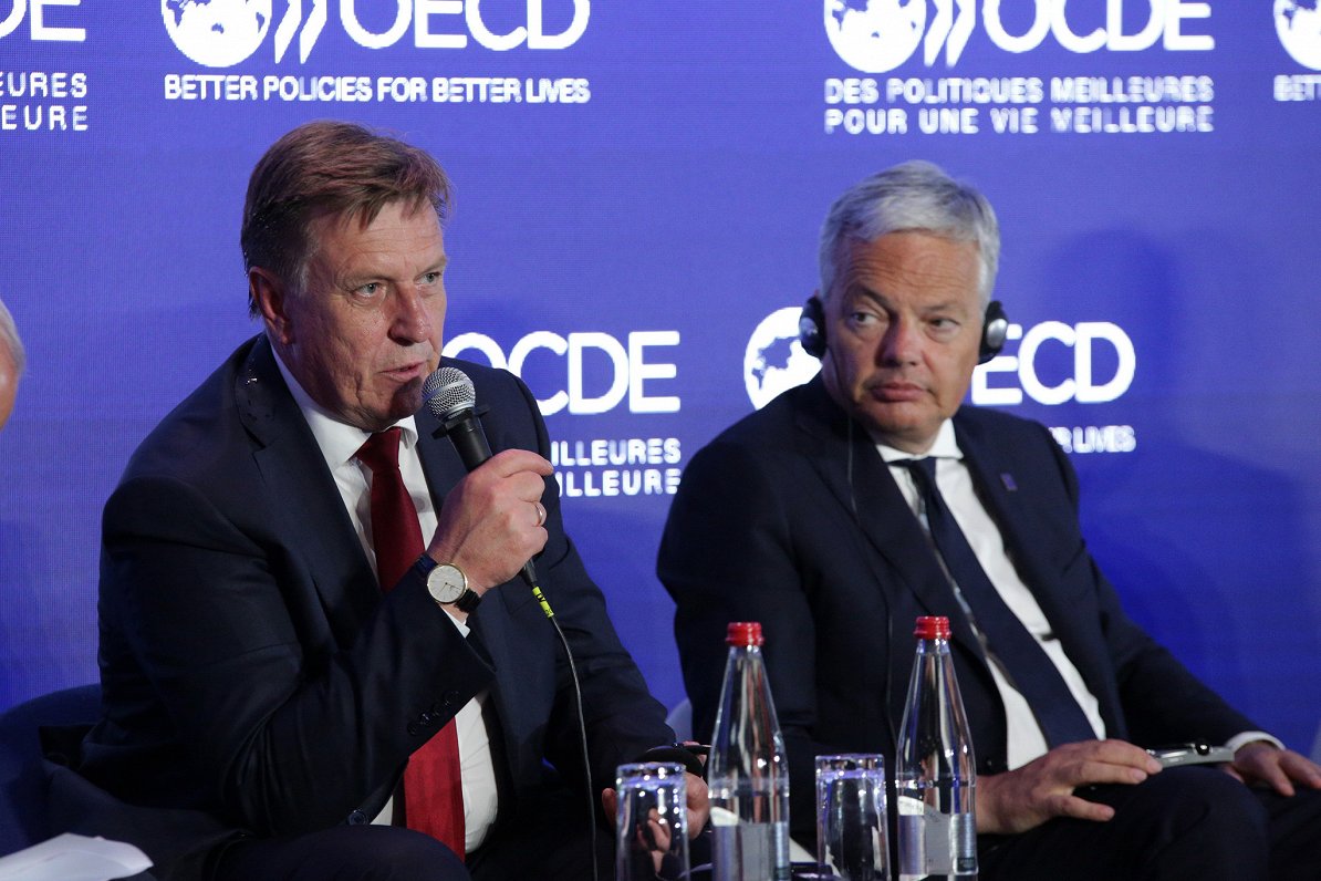Māris Kučinskis speaks at OECD meeting in Paris, May 2018