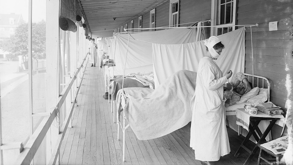 Вашингтонский госпиталь во время эпидемии испанского гриппа