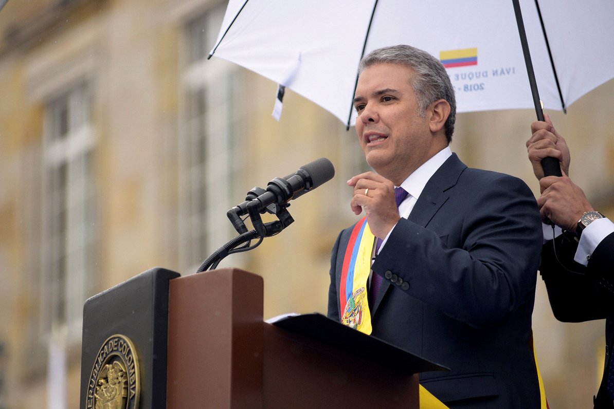 Attēlā Kolumbijas prezidents Ivans Duke.
