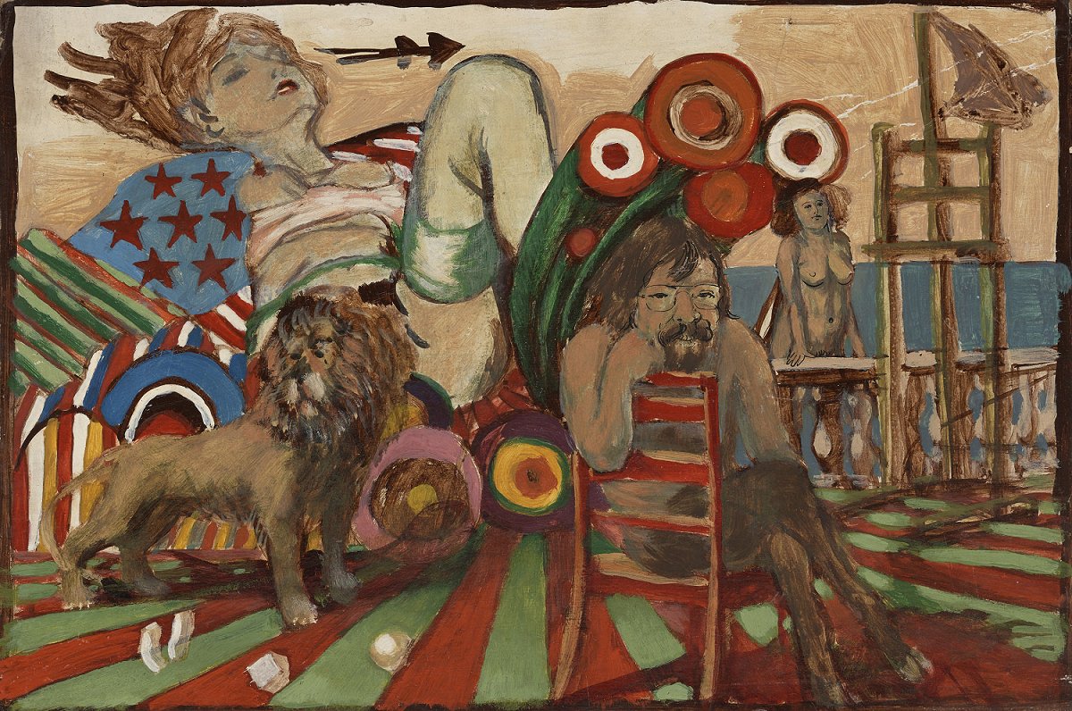 Vladimirs Glušenkovs. Sieviete un lauva. Ap 1976. Preskartons, audekls, tempera. Zuzānu kolekcija