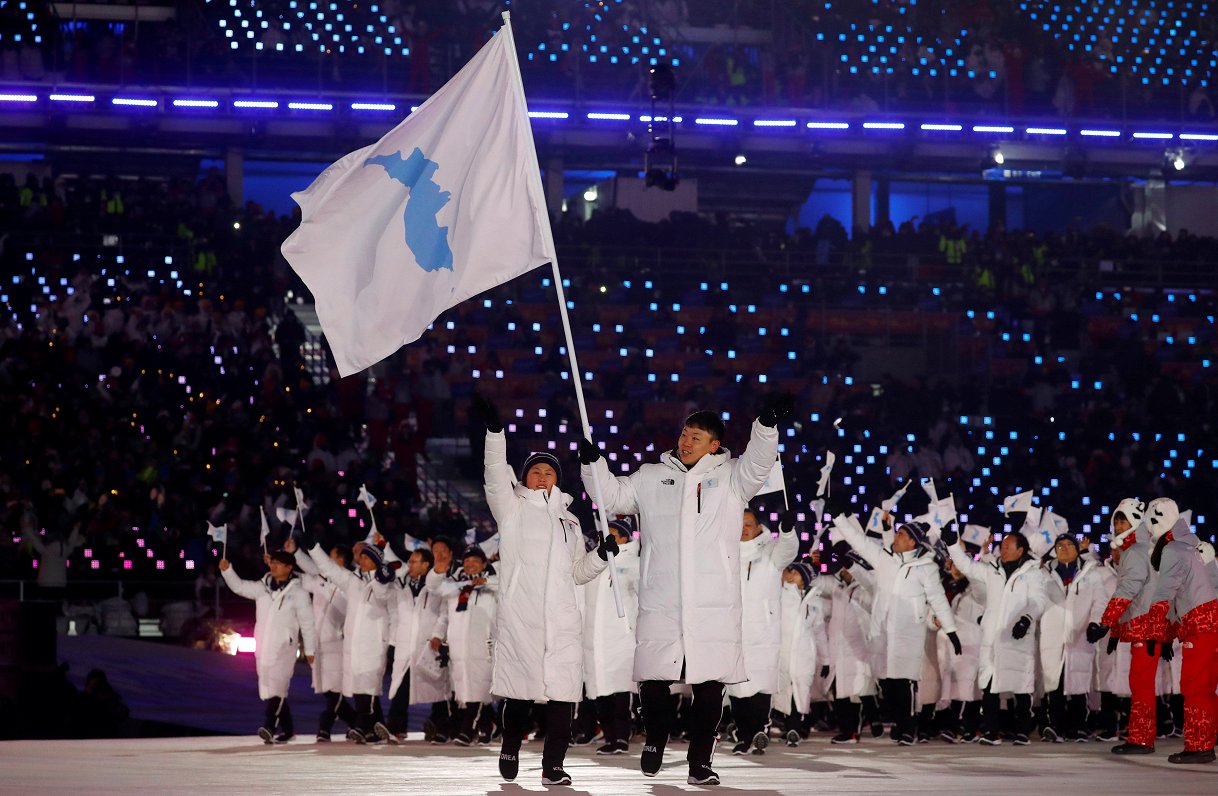 Apvienotā Korejas delegācija Phjončhanas olimpiskajās spēlēs