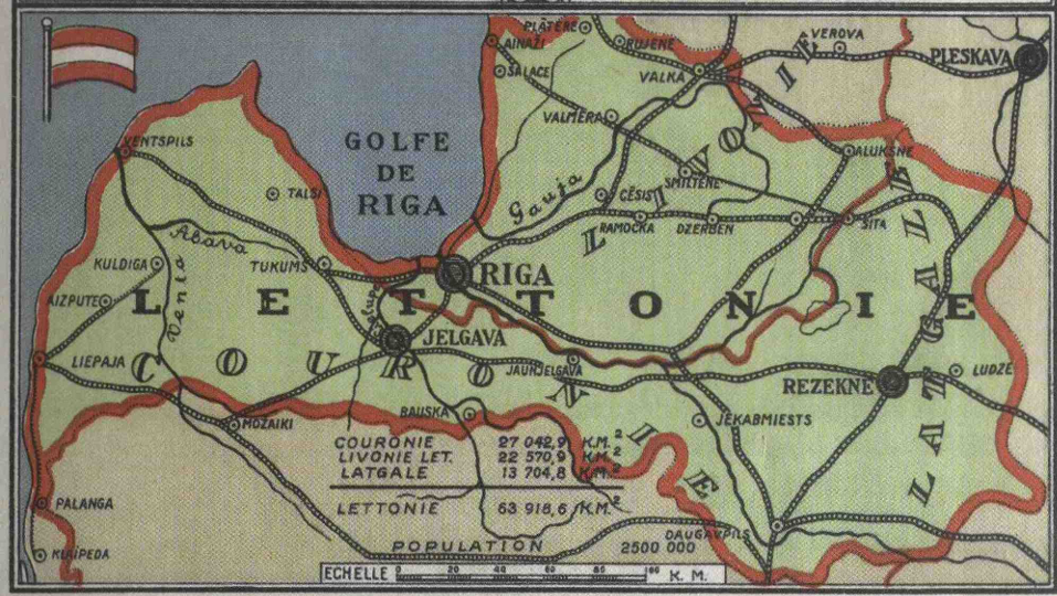 The first political map of Latvia, January 1918