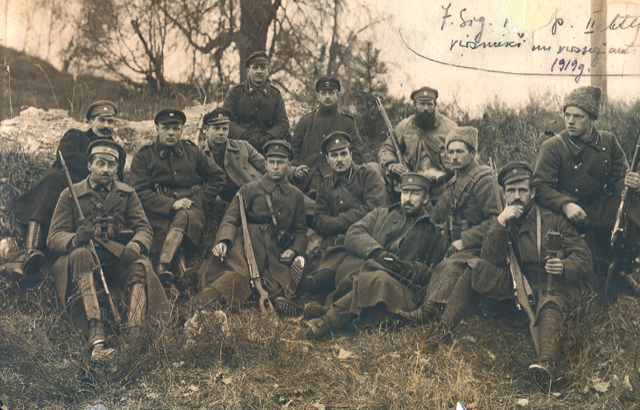 Officers and instructors of the 7th Sigulda infantry regiment of the Latvian Army in autumn 1919. Ph...