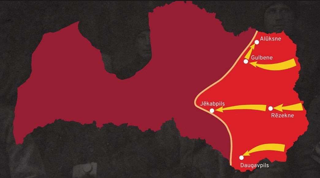 Главные направления наступления Красной армии Советской России в Латвии, конец ноября — начало декаб...