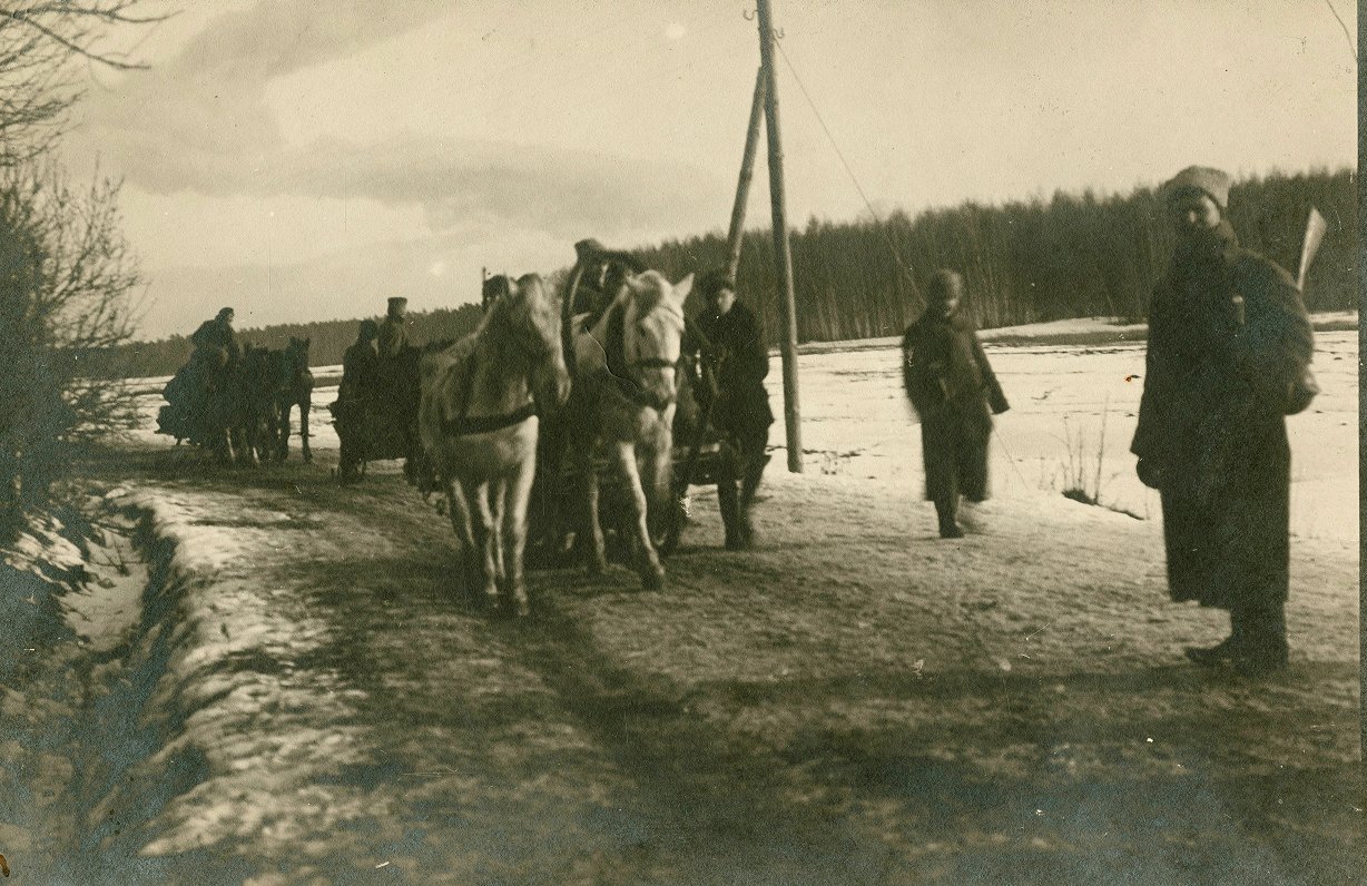 Первый латышский отдельный батальон во время отступления из Елгавы в Лиепаю, середина января 1919 го...