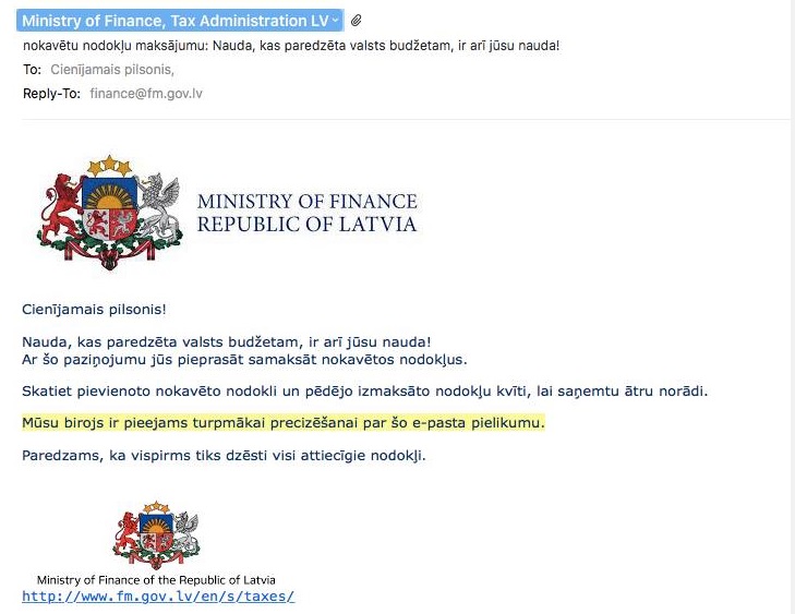 Fake 'Finance Ministry' email with computer virus