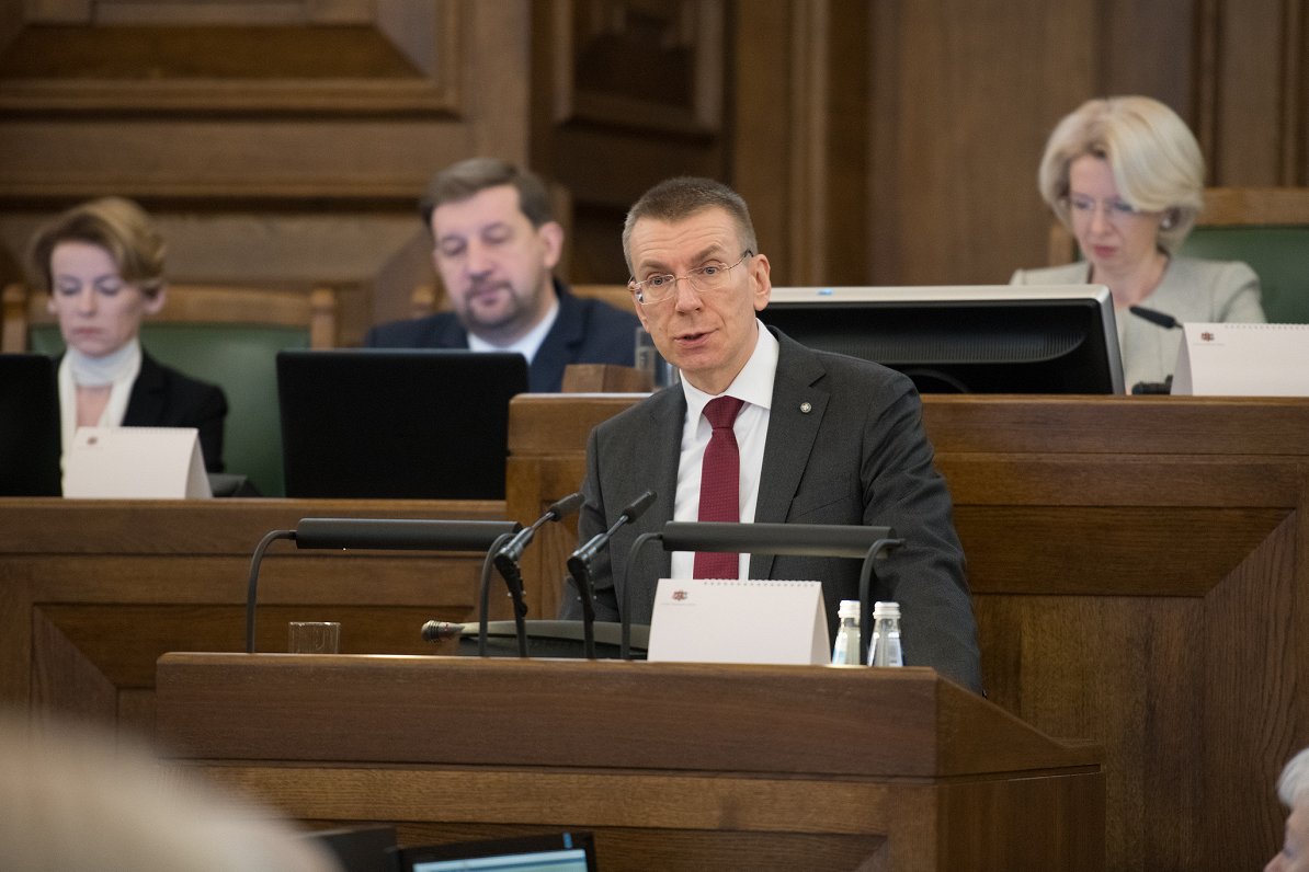 Edgars Rinkēvičs speaks at annual foreign policy debate