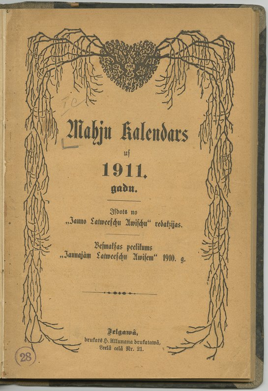 Māju kalendārs 1911. gadam