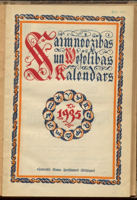 Saimnieču kalendārs 1935. gadam