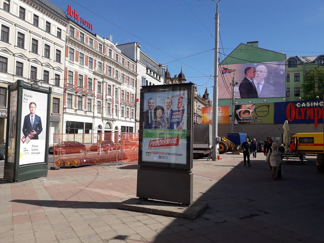 European election posters on streets of Rīga