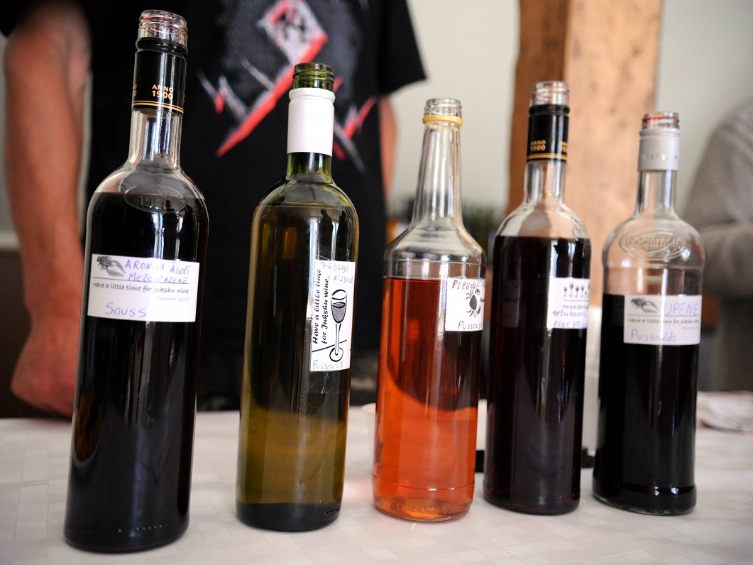 Bottles of Latvian wine
