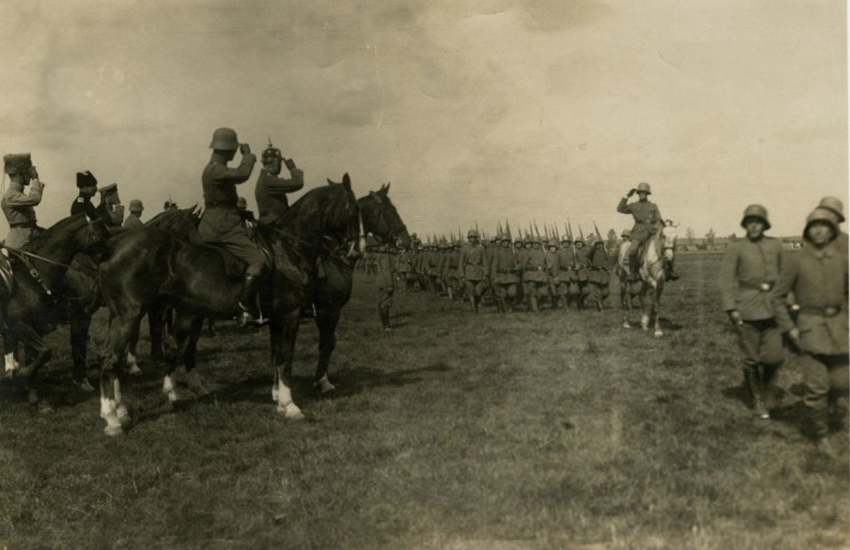 A parade of Bermondt's West Russian Army in Jelgava.