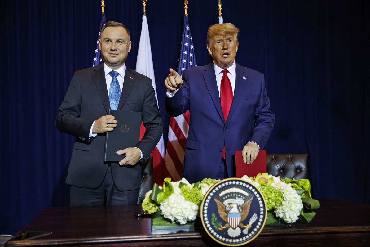 Polijas prezidents Andžejs Duda un ASV prezidents Donalds Tramps 2019. gada septembrī
