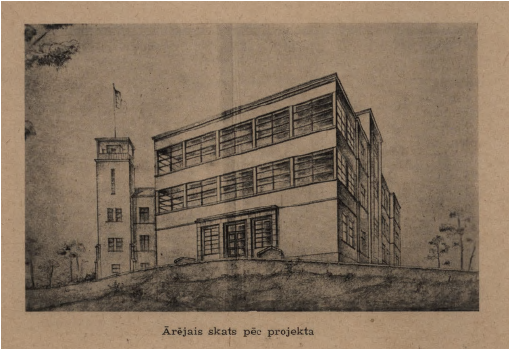 Rāznas sanatorijas būvprojekta skice, 20. gs. 30. gadu otrā puse.