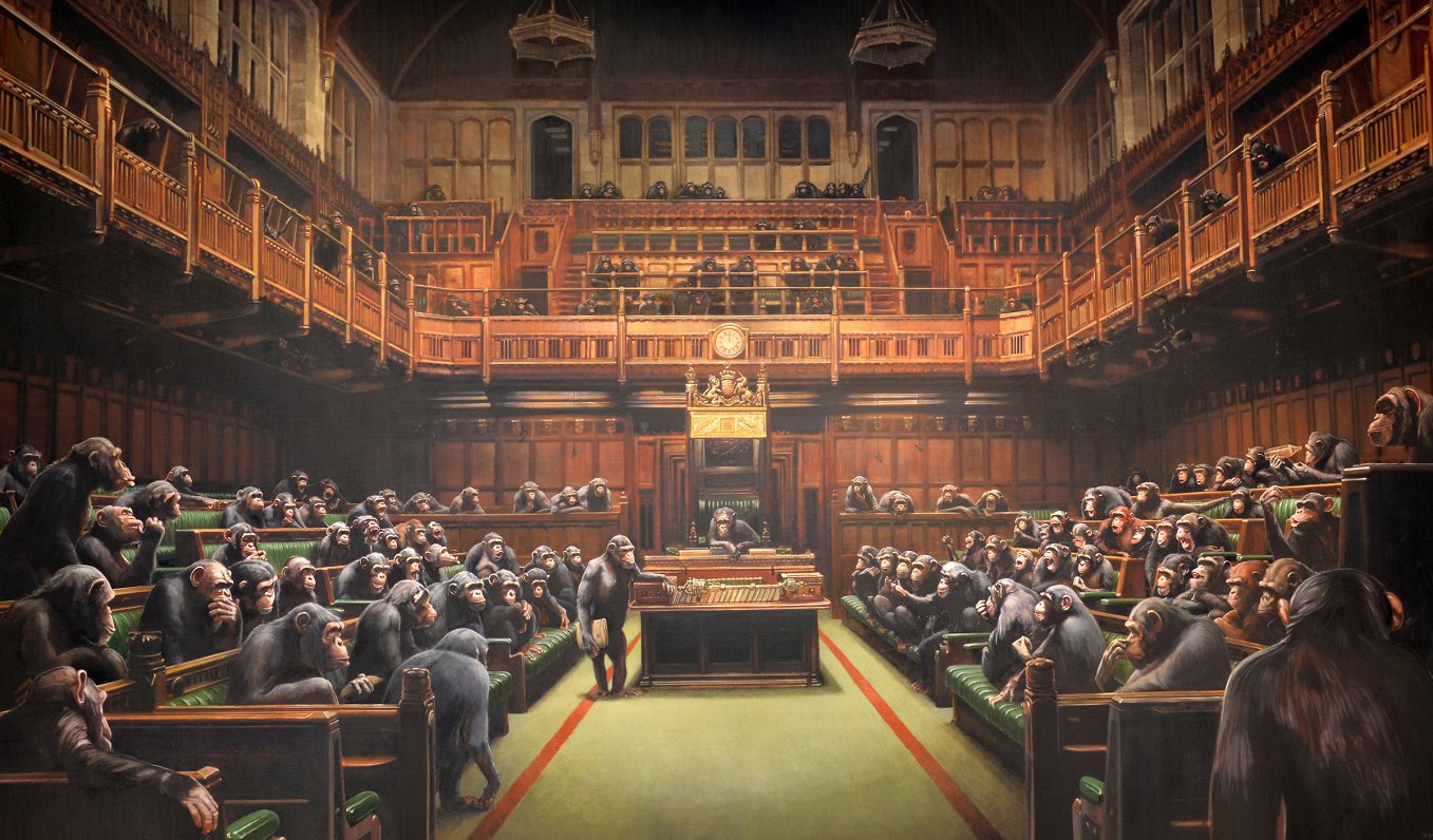 Benksija glezna “Devolved Parliament”
