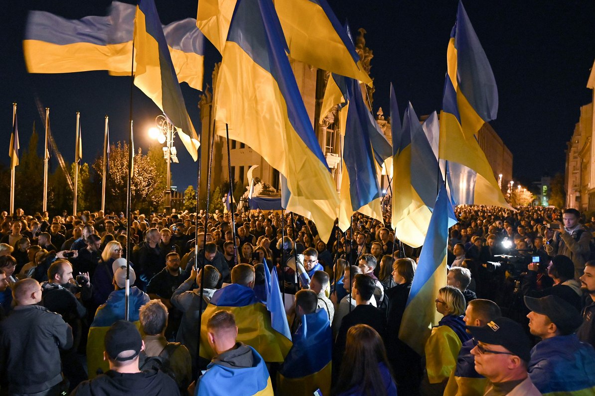 Protesti Kijevā pret tā dēvēto „Šteinmaiera formulu”  2019. gada 2.oktobrī
