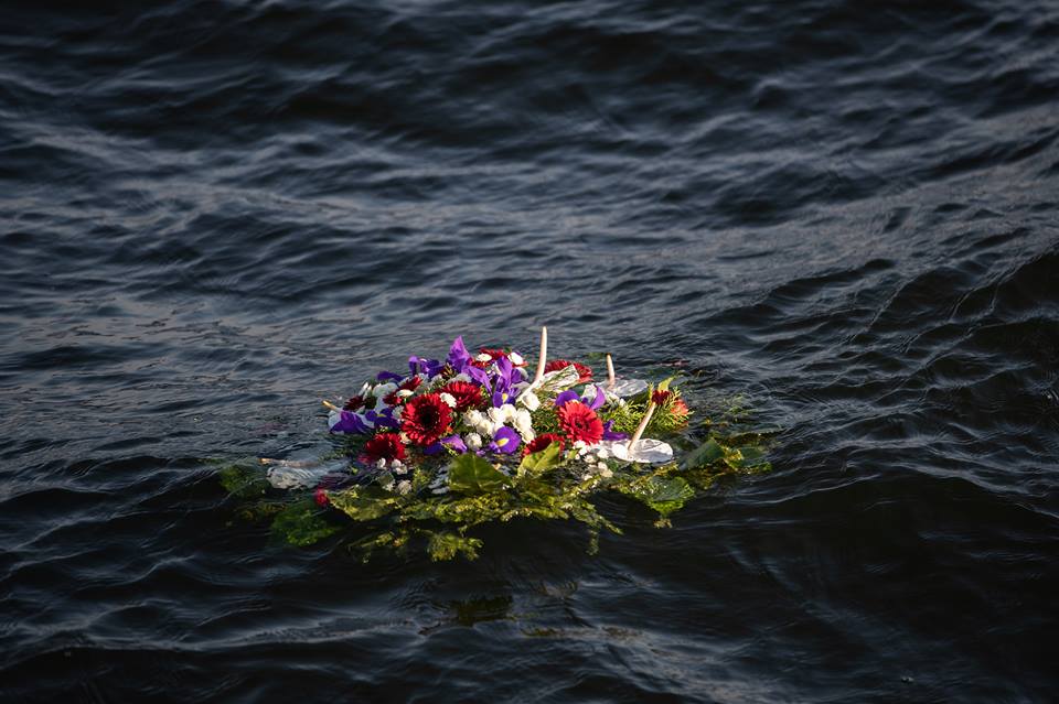 Wreath commemorating those killed on HMS Dragon