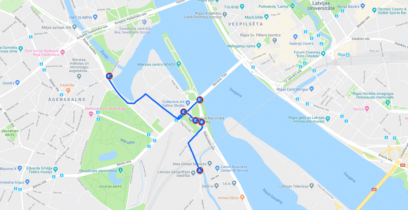 Ierosmei - pastaigas maršruts kartē, ko, protams, iespējams mainīt pēc saviem ieskatiem: https://ej....
