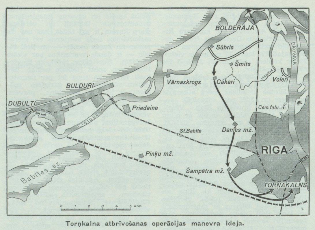 Latvijas armijas uzbrukuma iecere Torņakalnam.