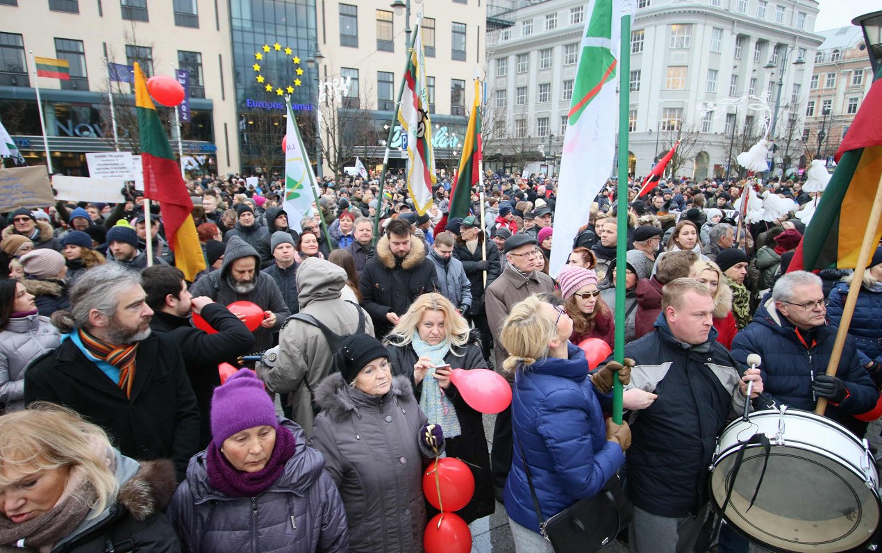 Skolotāju protests Viļņā 2018.gada decembrī