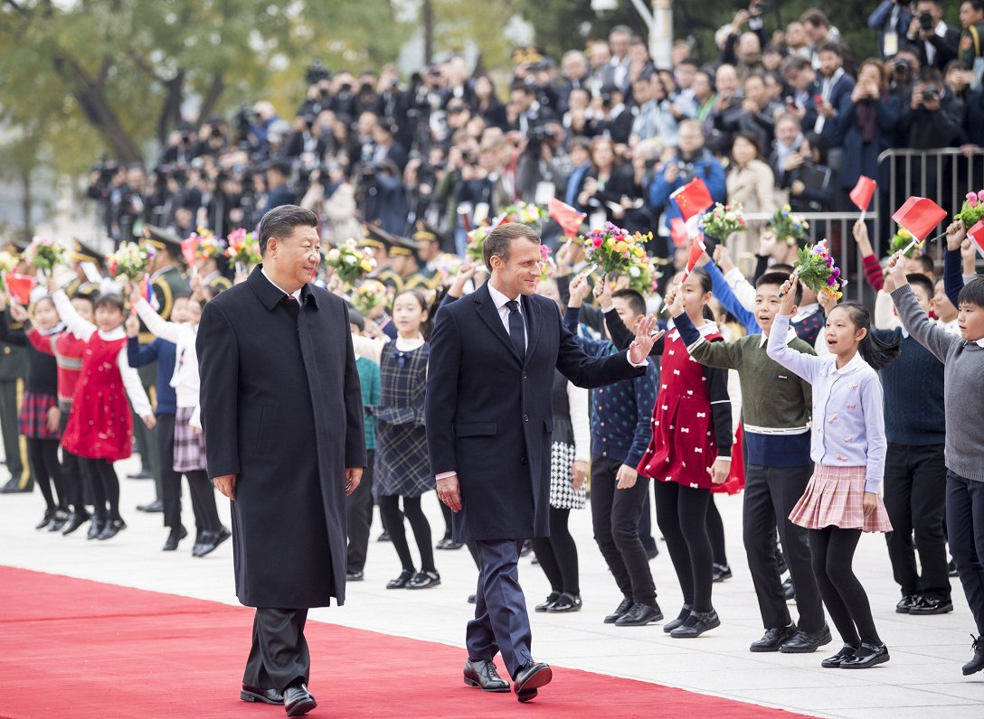 Francijas prezidents Emanuels Makrons un Ķīnas prezidents Sji Dzjiņpins Pekinā, 06.11.2019.
