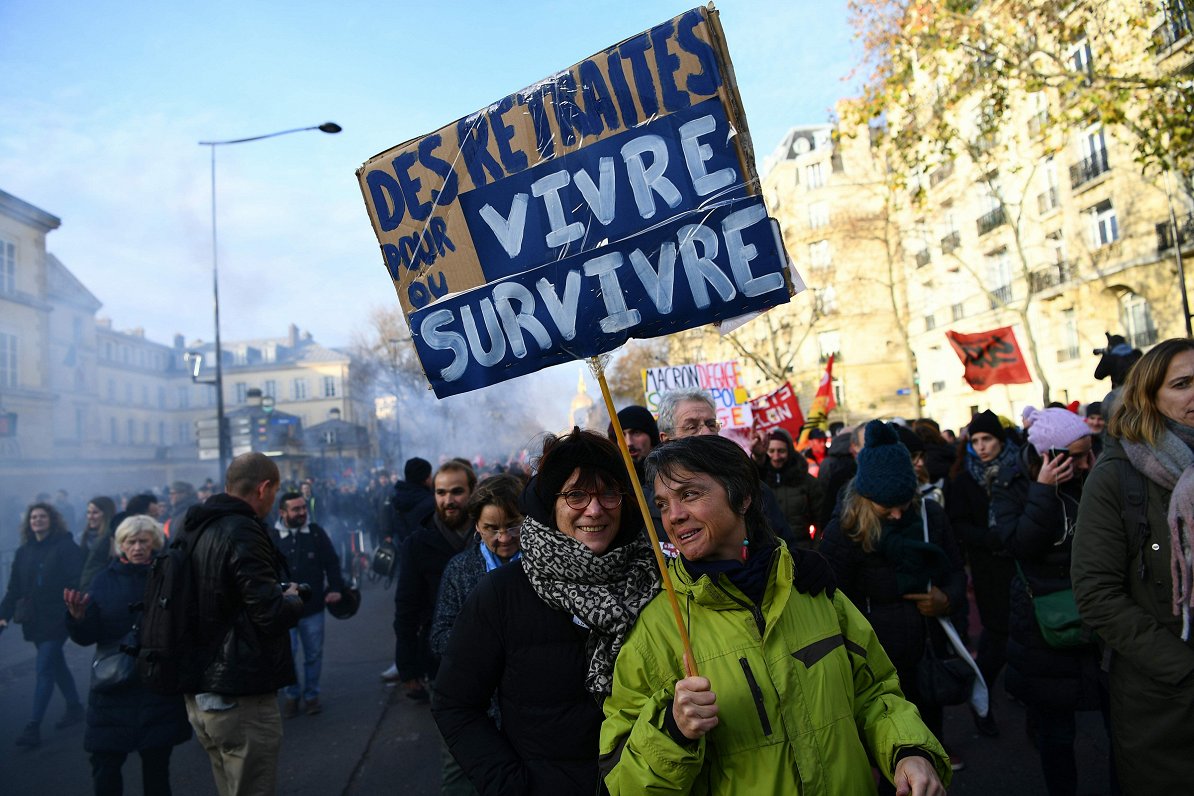 Demonstrācija pret pensiju reformu Parīzē, 10.12.2019