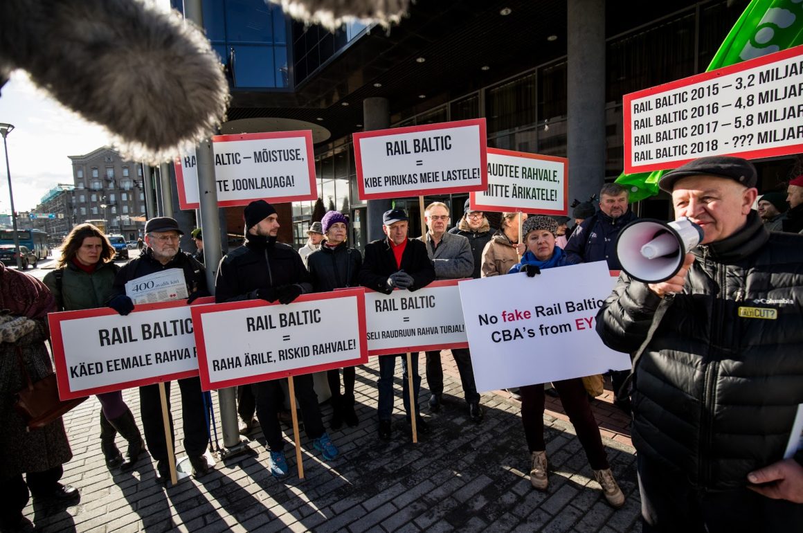 Protestētāji pret Rail Baltica Tallinā, 2018. gadā