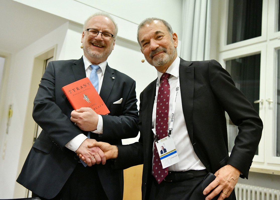President Levits with author Stephen Greenblatt