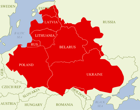 Polijas-Lietuvas maksimālās robežas.