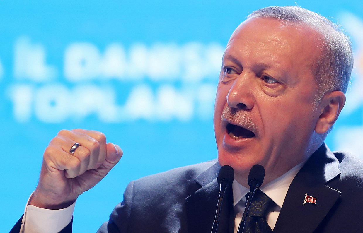Attēlā Turcijas prezidents Tedžeps Tajips Erdogans
