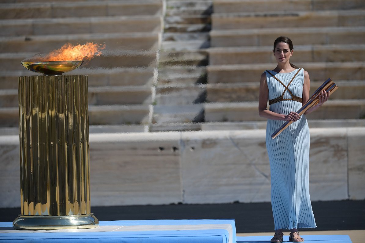 Olimpiskās uguns ceremonija Atēnās
