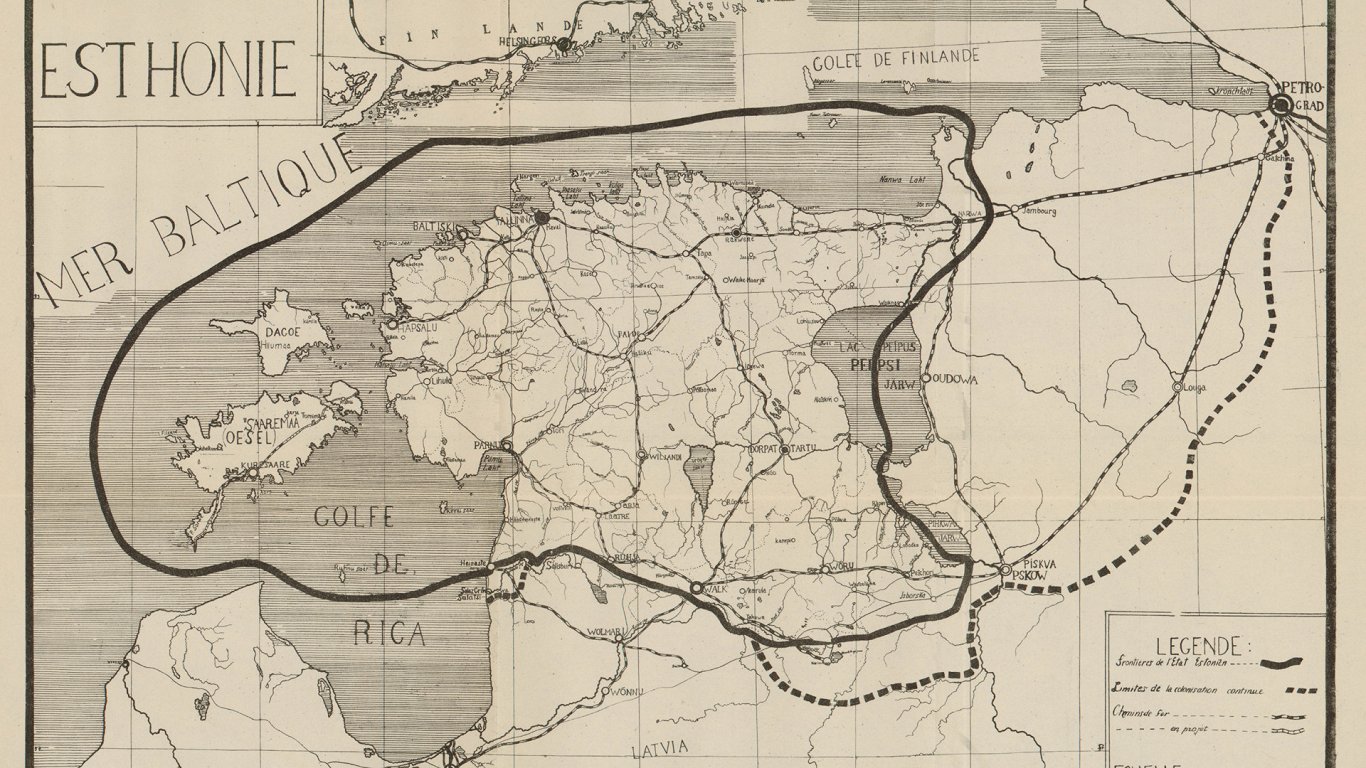 Šādu karti 1919. gadā Igaunijas valdība iesniedza Parīzes miera konferencē. Teritoriālās pretenzijas...