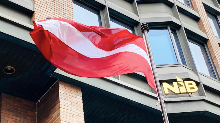 Latvian flag at Nordic Investment Bank HQ