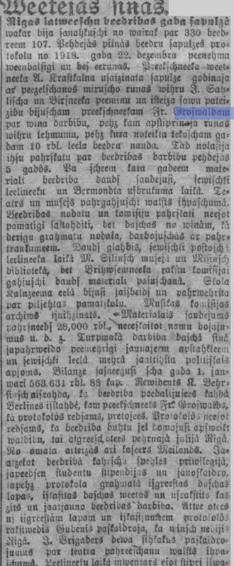 Baltijas Vēstnesis, 1920. gada 8. maijs.