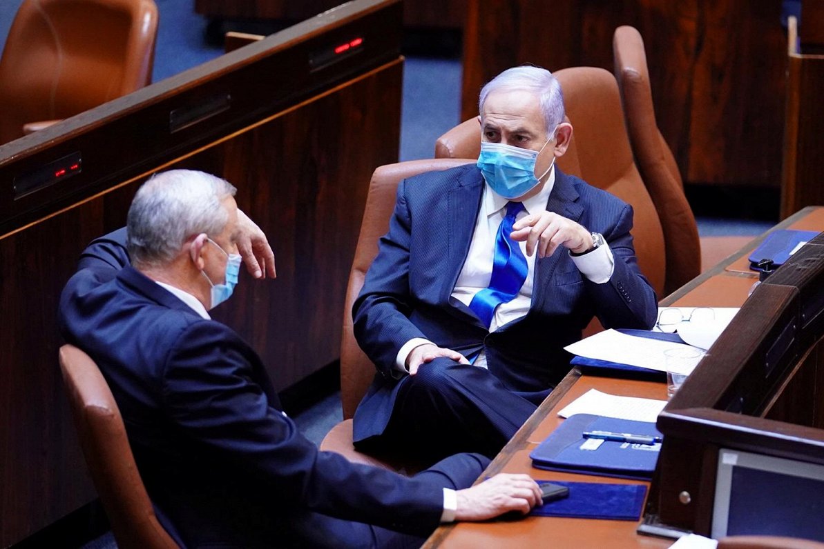 Izraēlas vadītāji Benijs Gancs un Benjamins Netanjahu