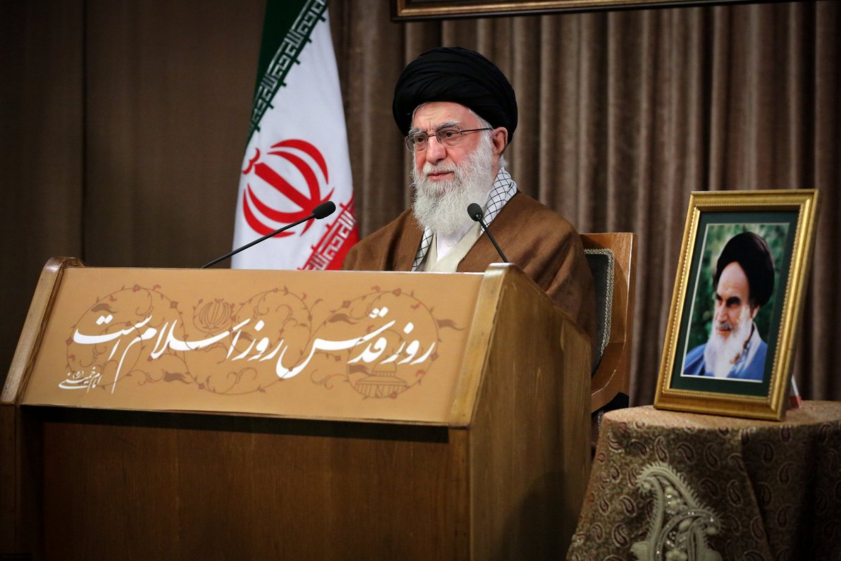 Attēlā Irānas augstākais līderis Ajatolla Ali Hamenei. 2020, gada maijs.