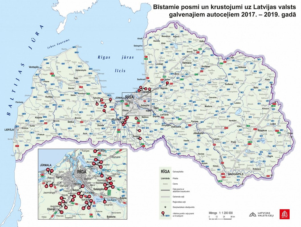 Latvia accident blackspots 2017-2019