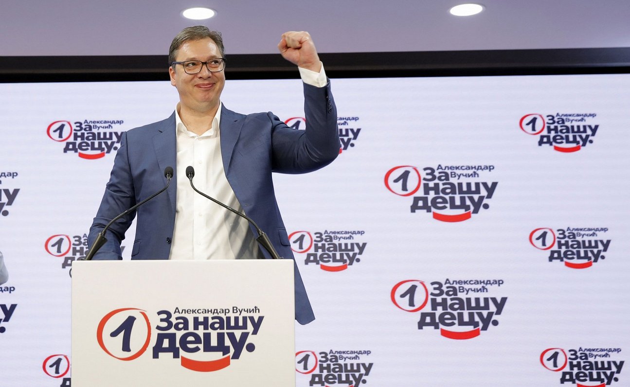 Aleksandrs Vučičs svin savas partijas uzvaru vēlēšanās, 21.06.2020