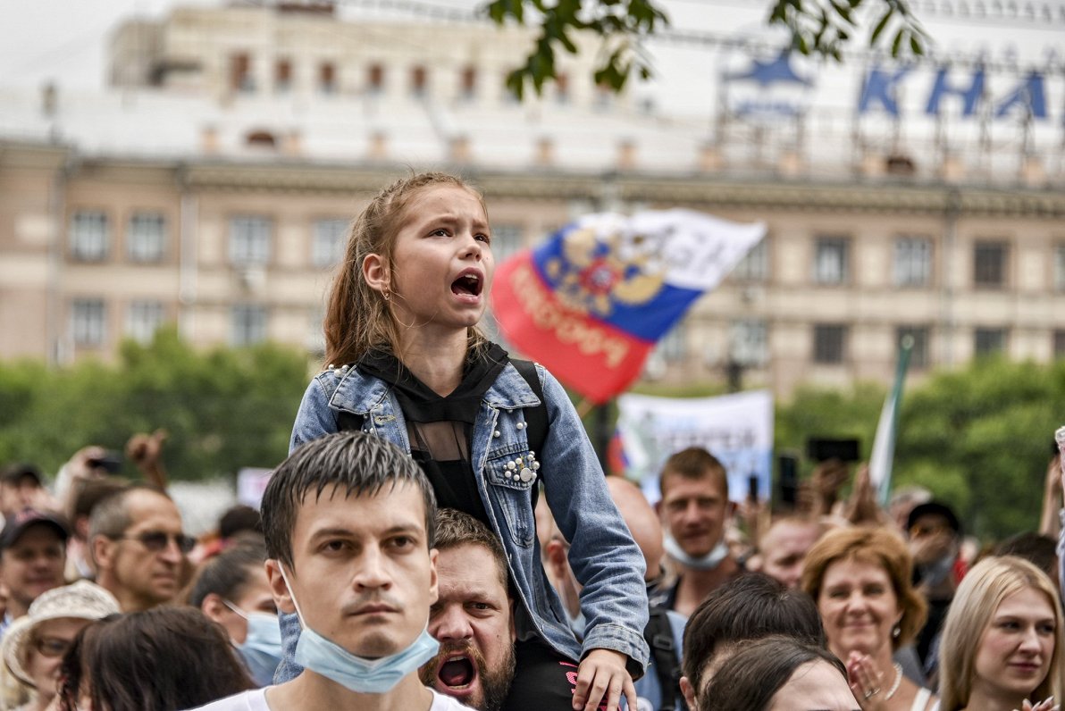 Protests Krievijas pilsētā Habarovskā, 2020.gada augusts.