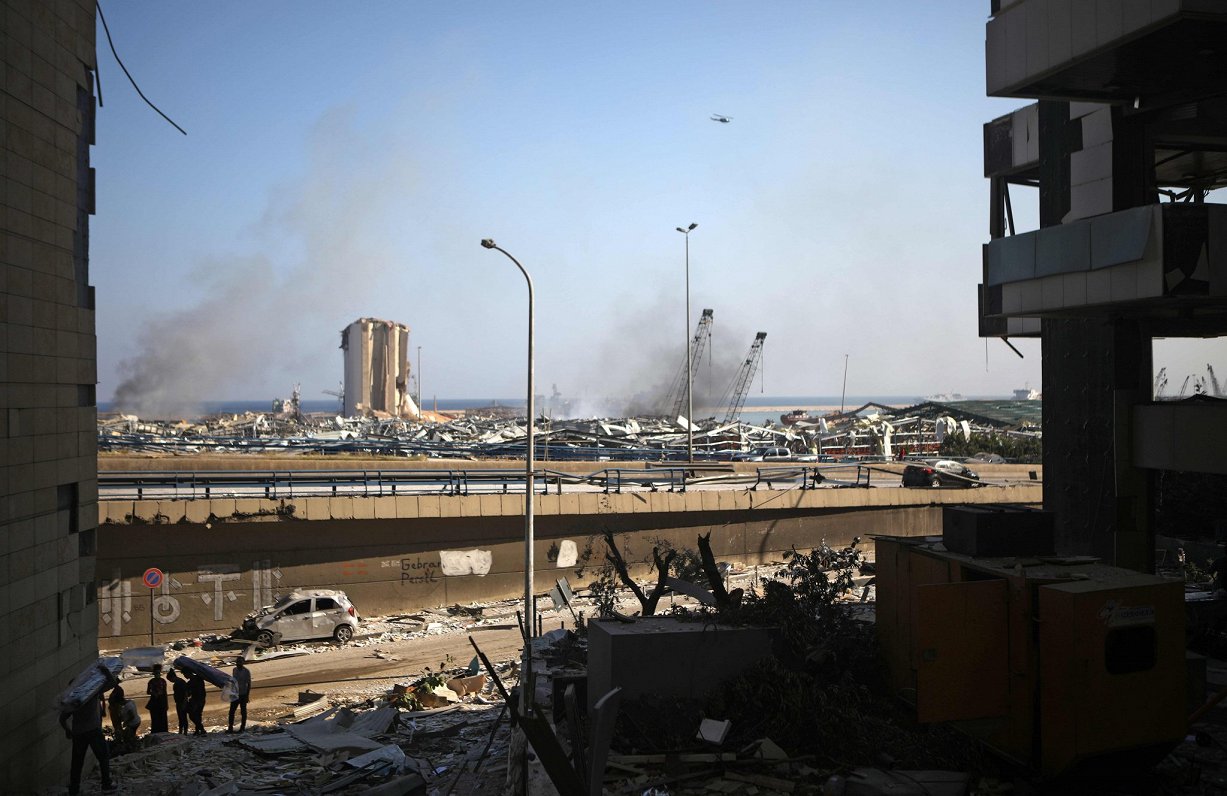 Skats uz Beirutas ostu pēc sprādzieniem. 2020. gada 5. augusts.